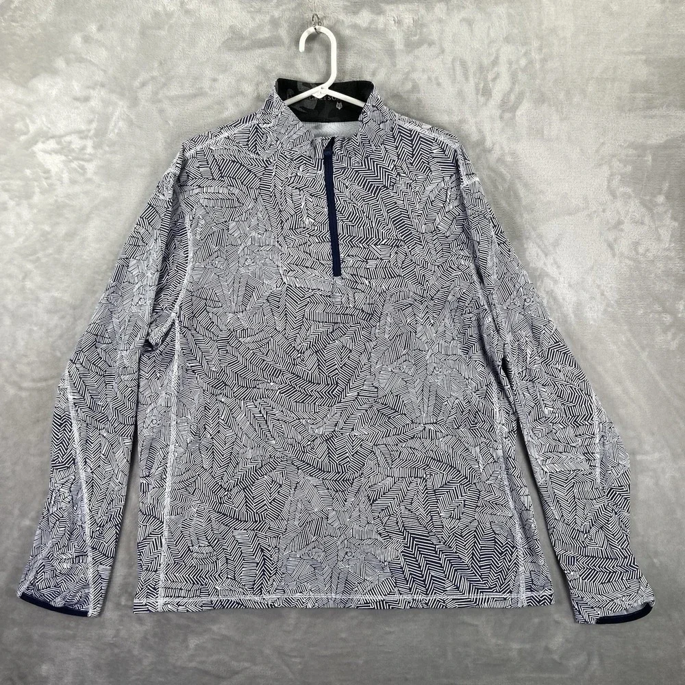 Greyson Shirt Mens XL Performance 1/4 Zip Pullover Geometric AOP Print Golf Blue